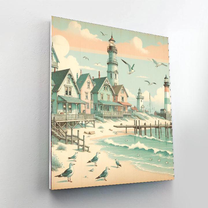 Vintage Coastal Escape Paint By Numbers Art