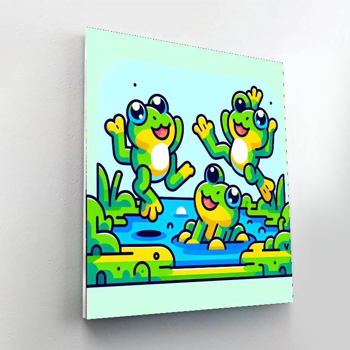 Playful Garden Frogs Paint By Number