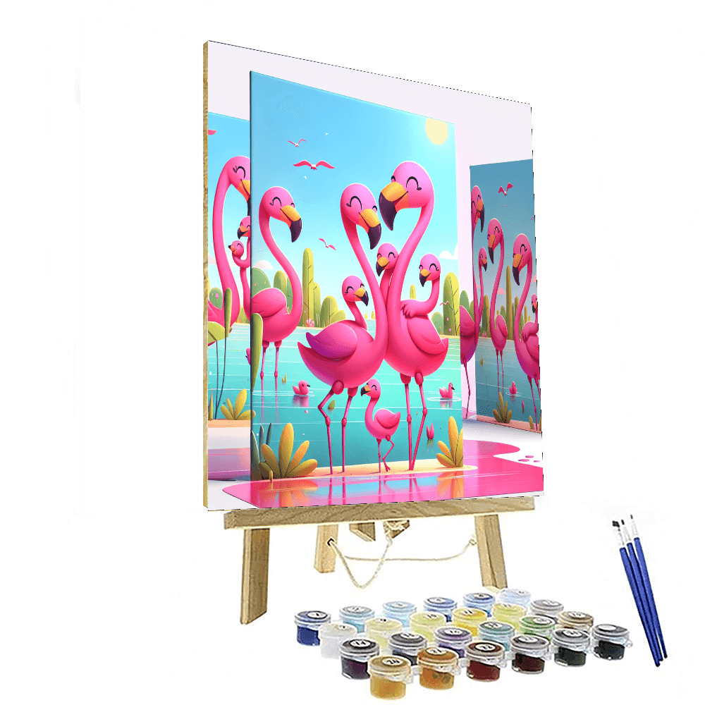 Fluffy Flamingo Family Paint By Numbers Kits