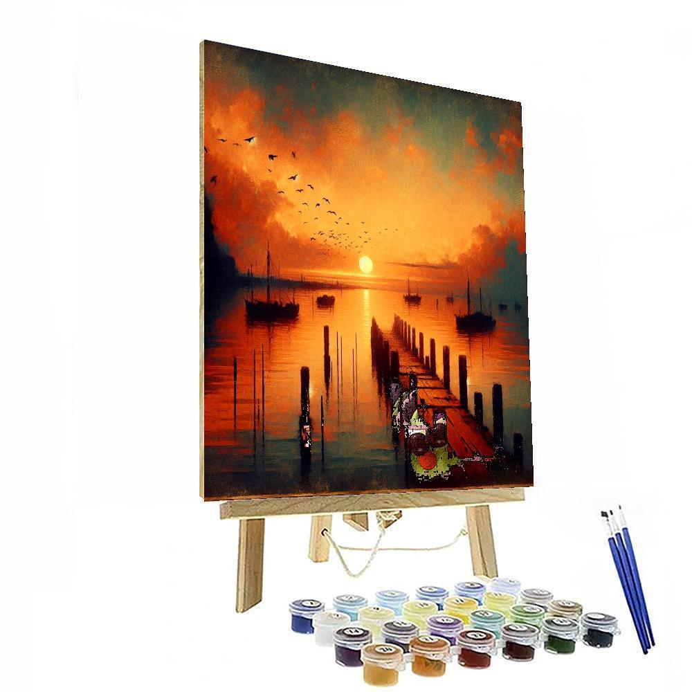 Romantic Sunset Pier Painting By Numbers Kit