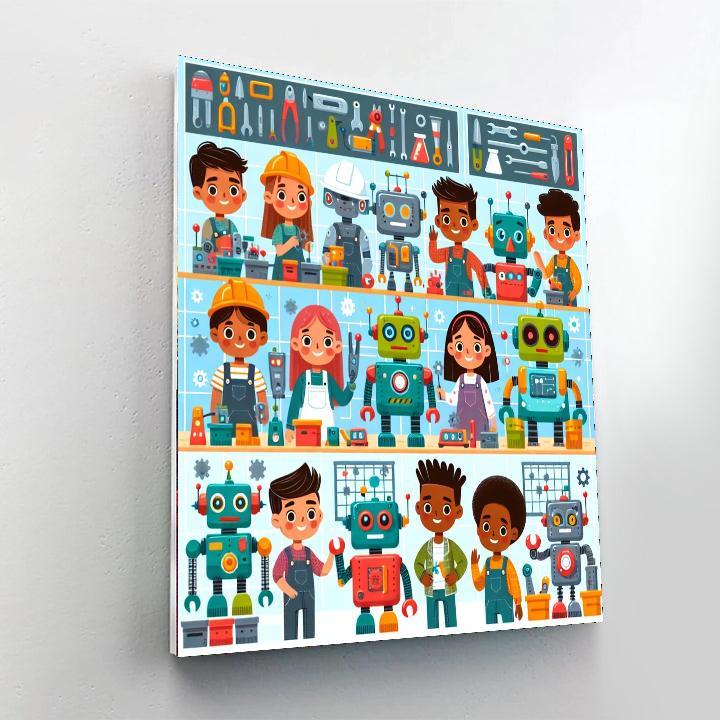 Adventurous Robot Factory Paint By Numbers