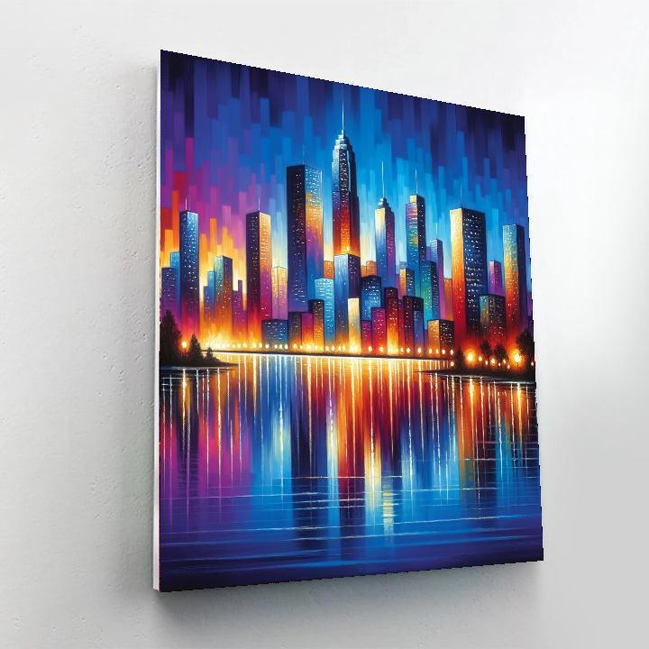 Captivating Cityscape Reflections Number Painting