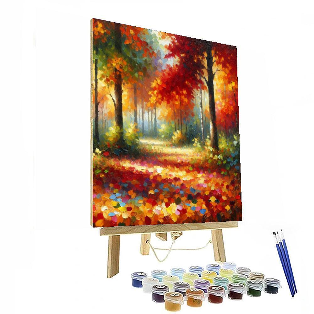 Serene Autumn Forest Escape Painting Number Kit
