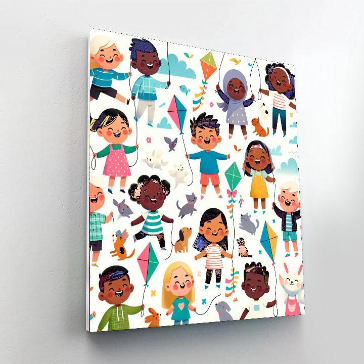 Colorful Kite Flying Day Paint By Numbers Art