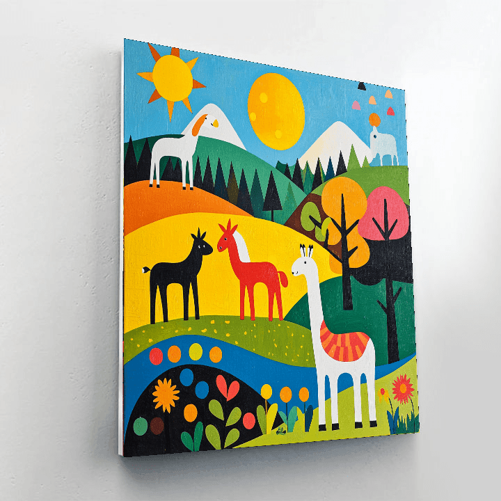 Charley Harper Inspired Joyful Animals  DIY Paint By Numbers