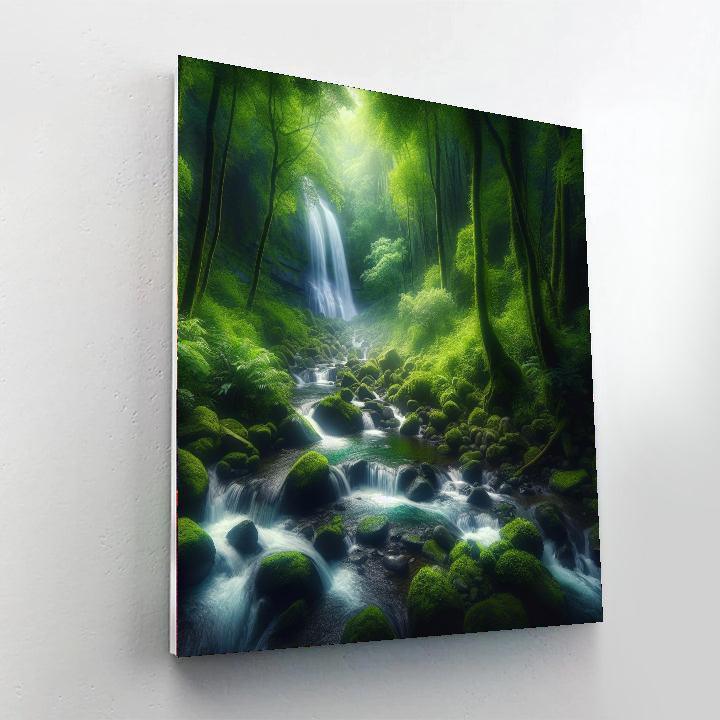 Forest Waterfall Enchantment Paint By Color