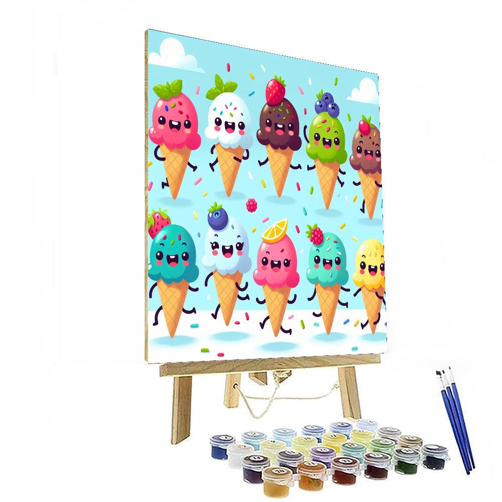 Dancing Ice Cream Treats Paint By Numbers Art