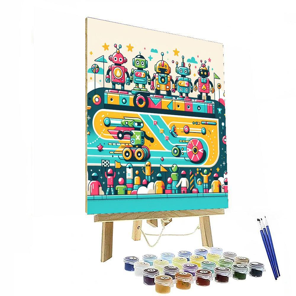 Funky Robot Race Paint By Color