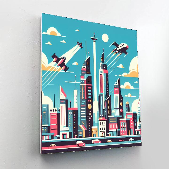 Futuristic City Of Tomorrow Painting Number Kit