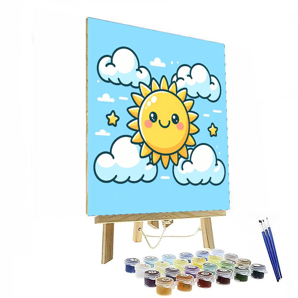 Bright Sunshine And Clouds DIY Paint By Numbers