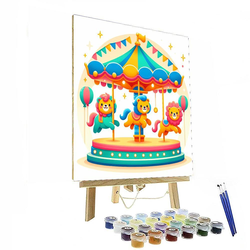 Joyful Carousel Animals Painting By Numbers Kit