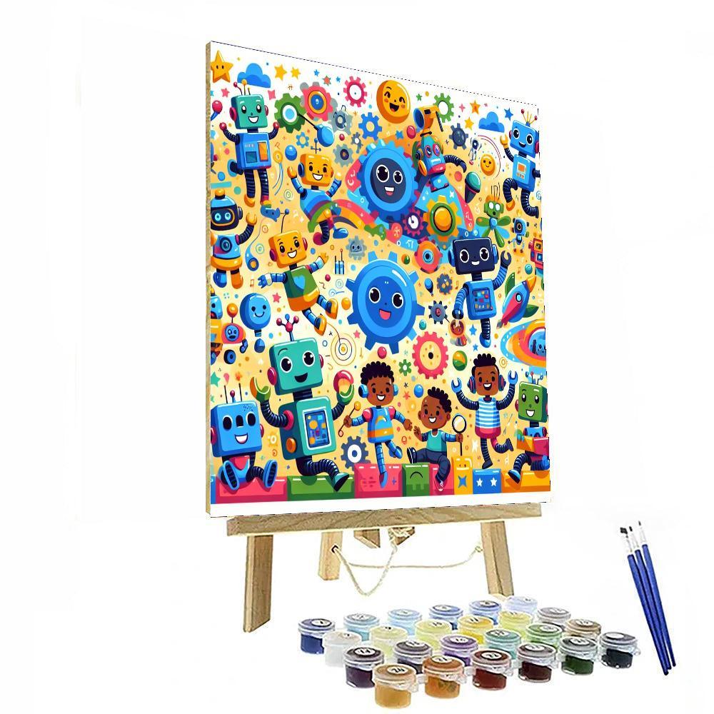 Cartoon Robot Revolution Numbered Painting Kits