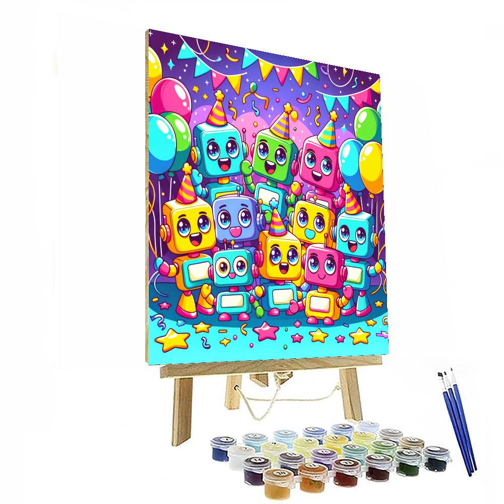 Excited Robot Friends Numbered Painting Kits