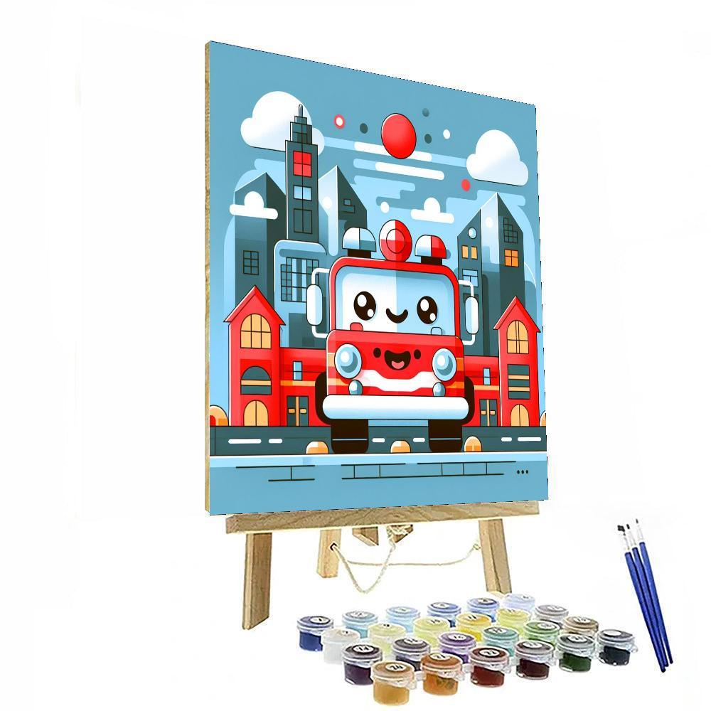 Cheery Firetruck Number Painting