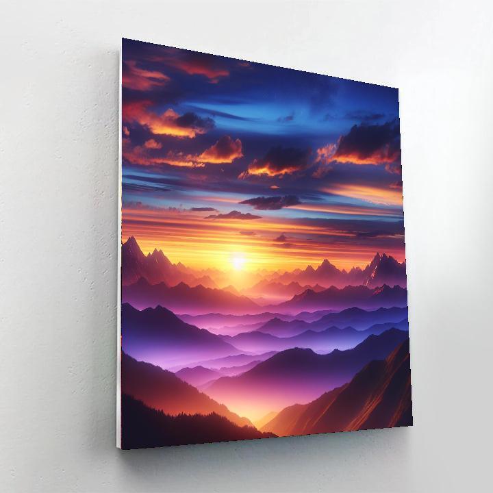 Dramatic Sunset Over Mountains Numbered Painting Kits