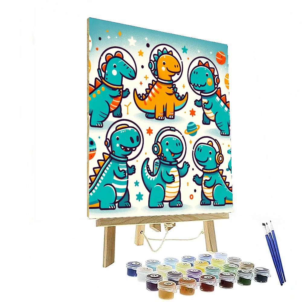 Space Dinosaur Explorers Paint By Numbers Art