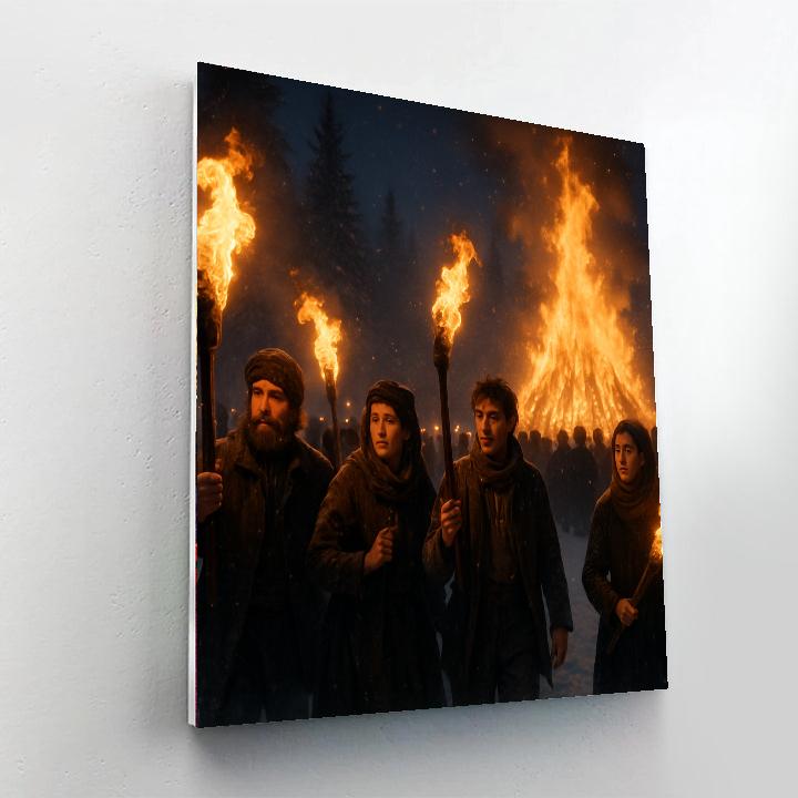 Nozawa Onsen Fire Festival Paint By Numbers Art