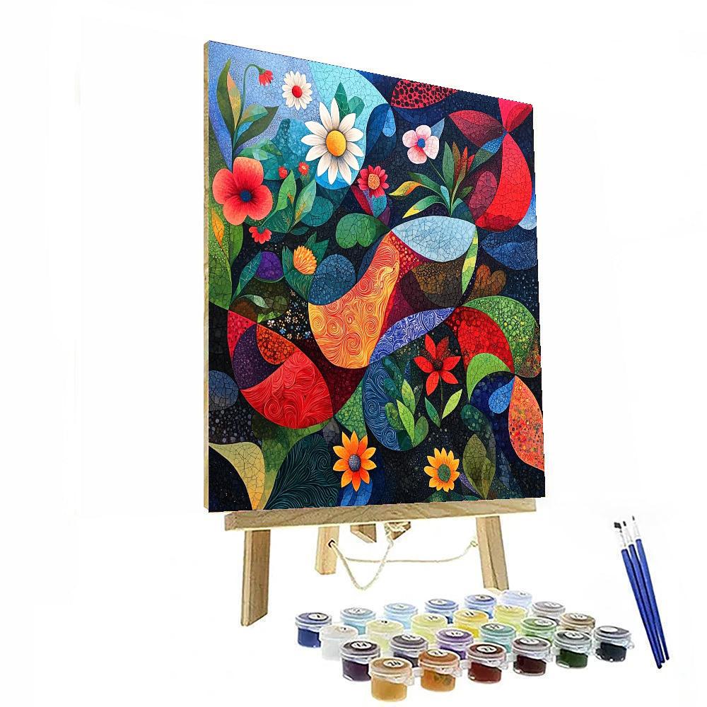 Frida Kahlo Inspired Resilience In Floral Harmony  Numbered Painting Kits