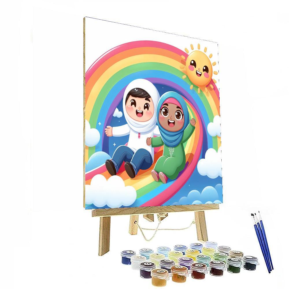 Cheerful Rainbow Race Paint By Color