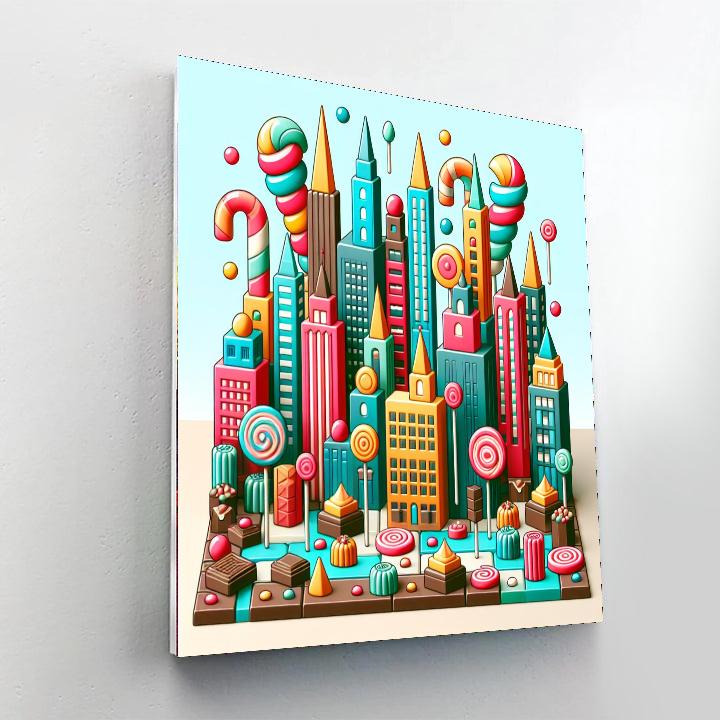 City Of Candy Canes Paint By Numbers Art