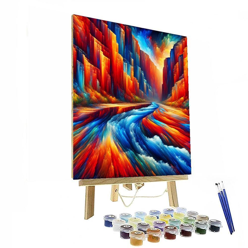 Dynamic Canyon River Flow Painting By Numbers Kit