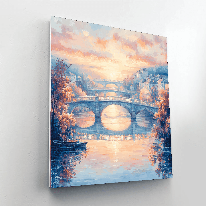 Claude Monet Inspired Dawn Over City Bridges  Paint By Numbers Kits