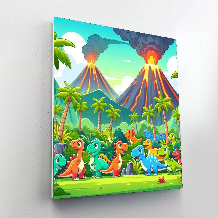 Cheerful Dinosaur Expedition Painting By Numbers Kit