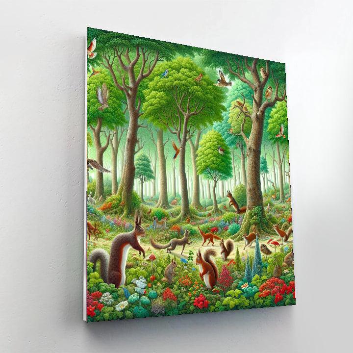 Playful Forest Animals Paint By Numbers Art