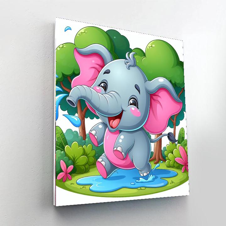 Whimsical Elephant Number Painting