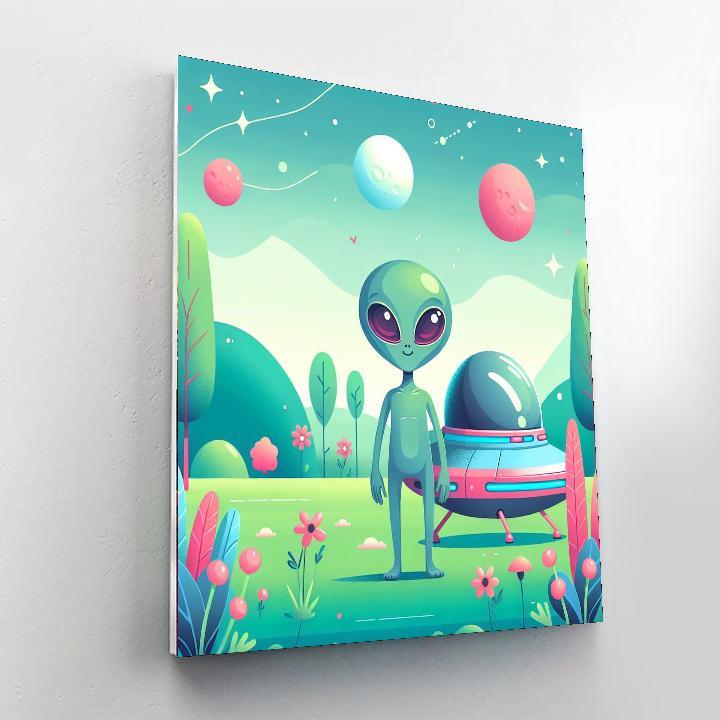 Friendly Alien's Visit Paint By Number