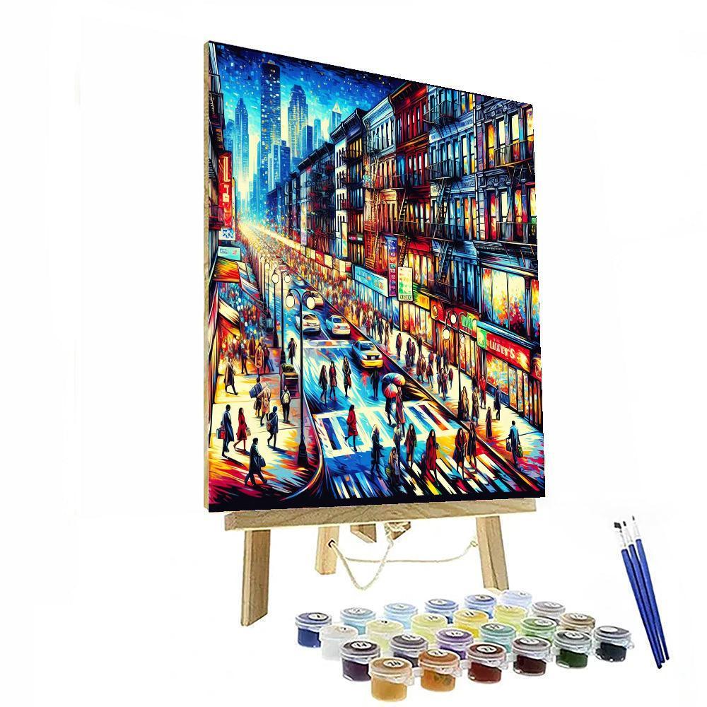 Vibrant City Street Scene Numbered Painting Kits