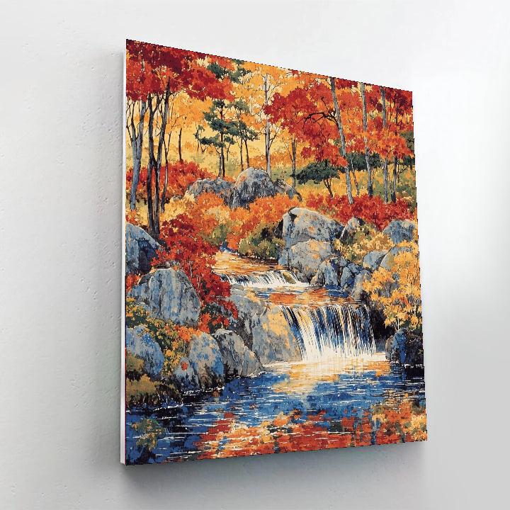 Utagawa Hiroshige Inspired Gentle Cascade Of Autumn Streams  Painting By Numbers Kit