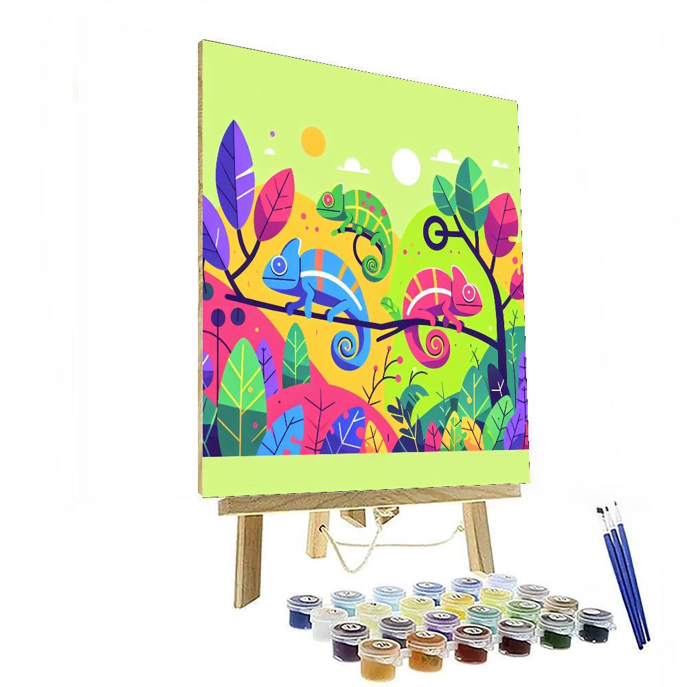 Charming Chameleon Hideaway Number Painting