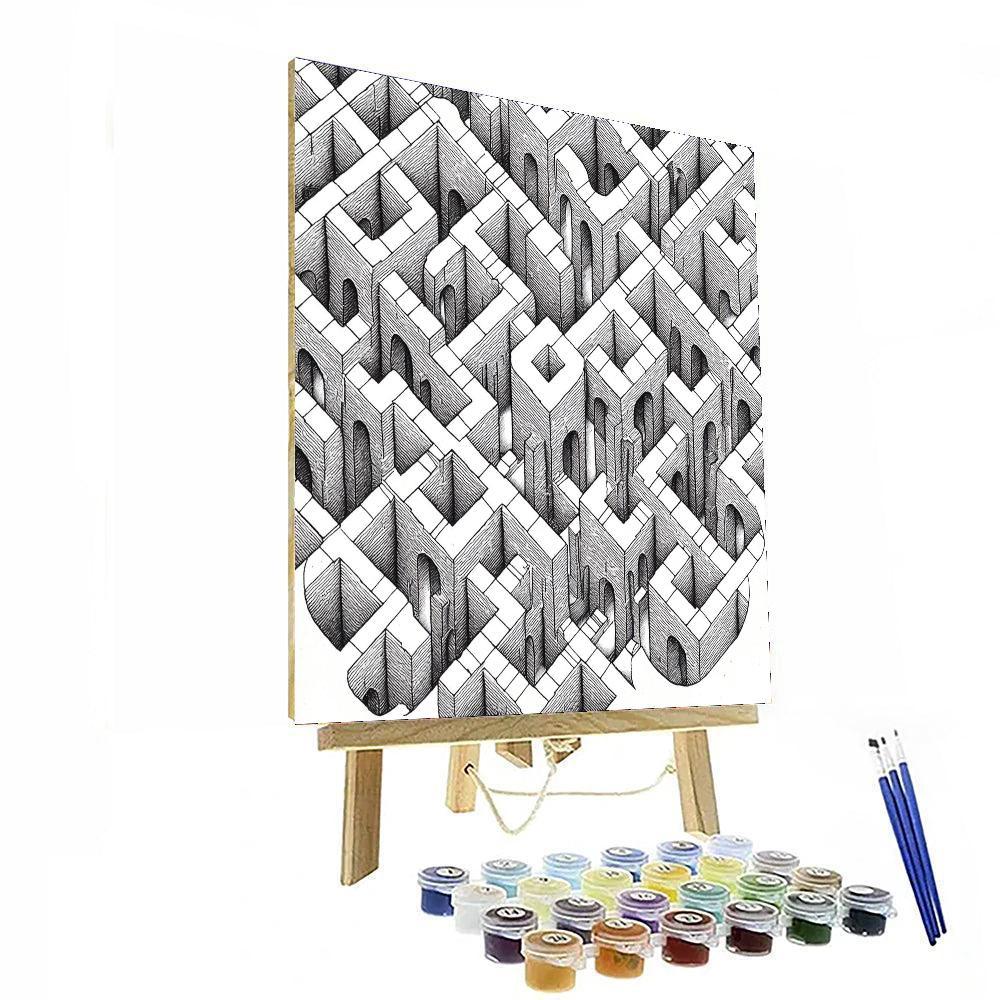 M.C. Escher Inspired Eternal Pathways  Number Painting