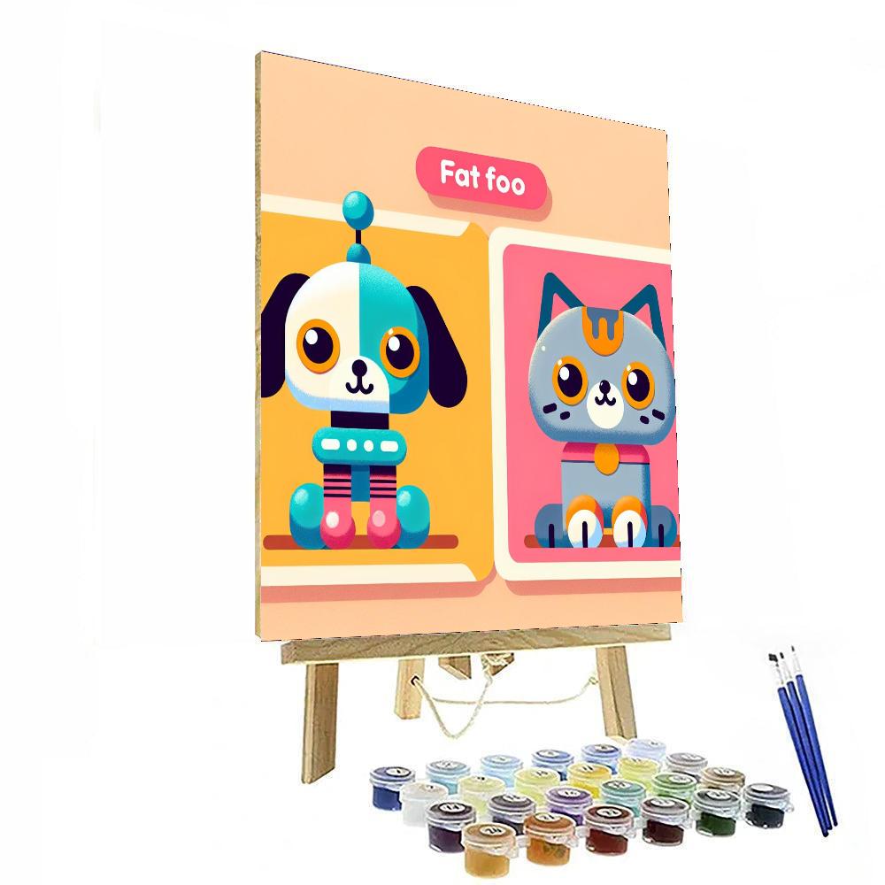 Cheery Robot Animals Paint By Numbers Art