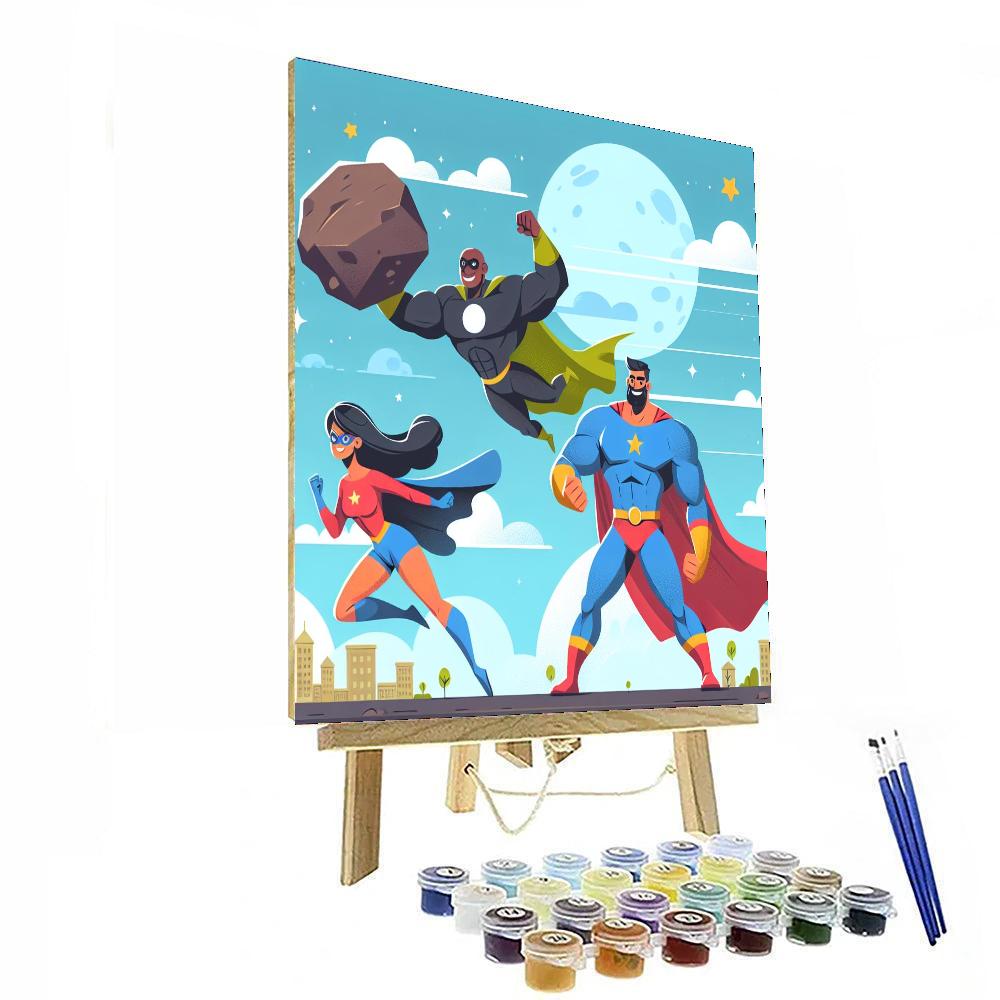 Superhero Team-up Challenge Paint By Numbers Art