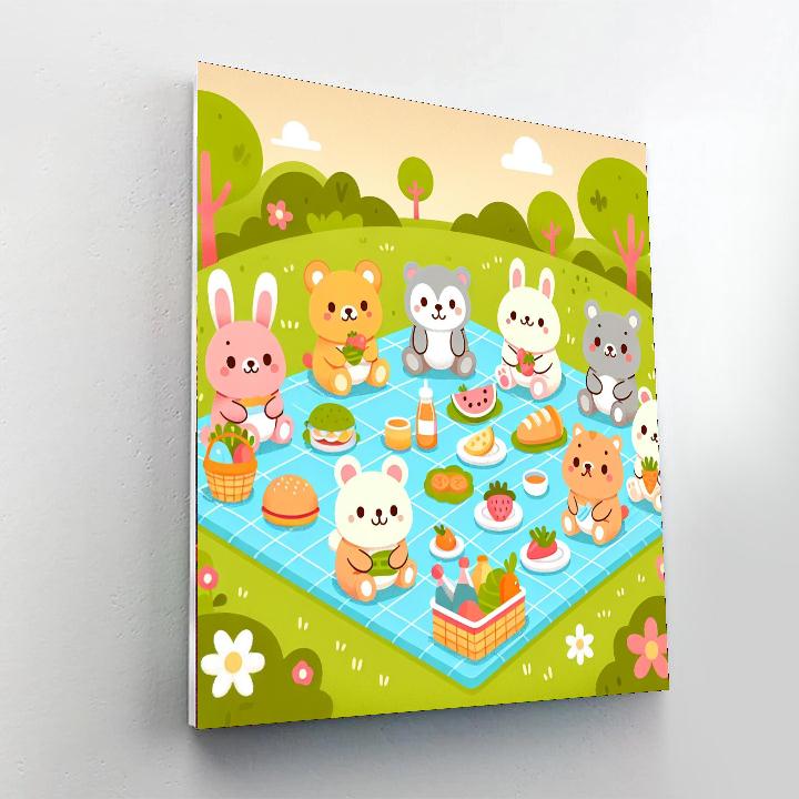 Adorable Animal Picnic Paint By Numbers Art
