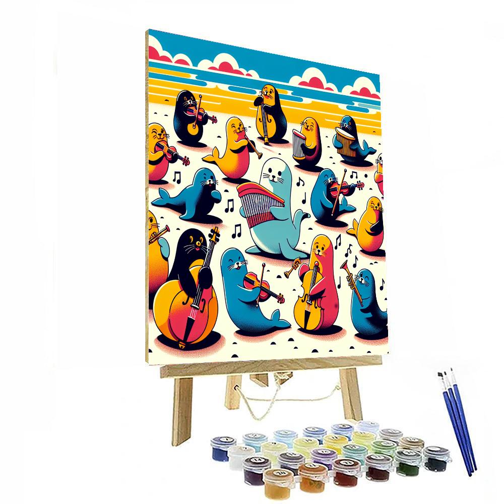 Seaside Symphony Of Seals Number Painting