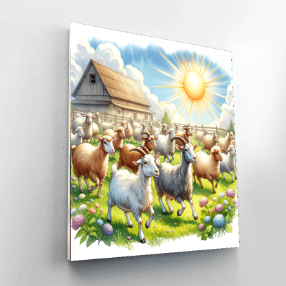 Frolicking Farm Animals Paint By Numbers