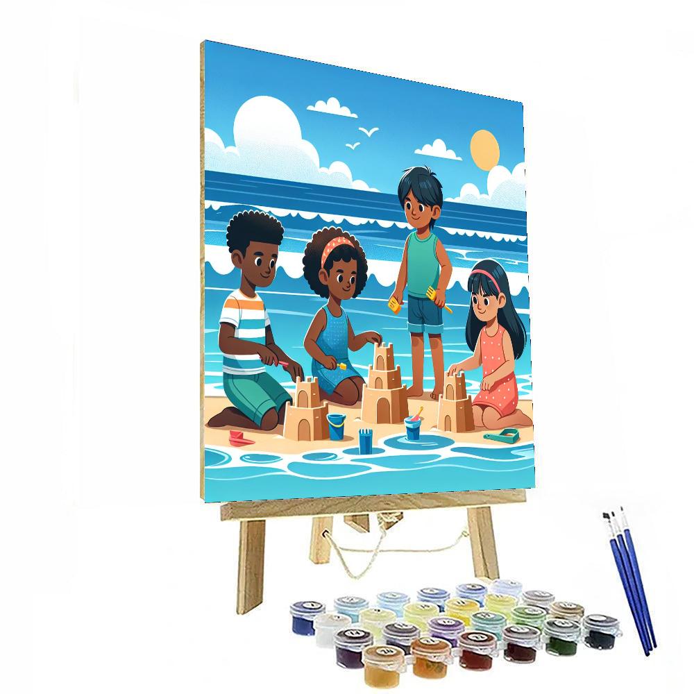Sunny Seaside Sandcastles Painting Number Kit
