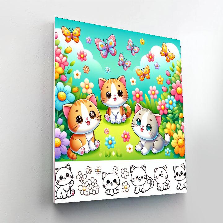 Curious Kittens In The Garden Number Painting