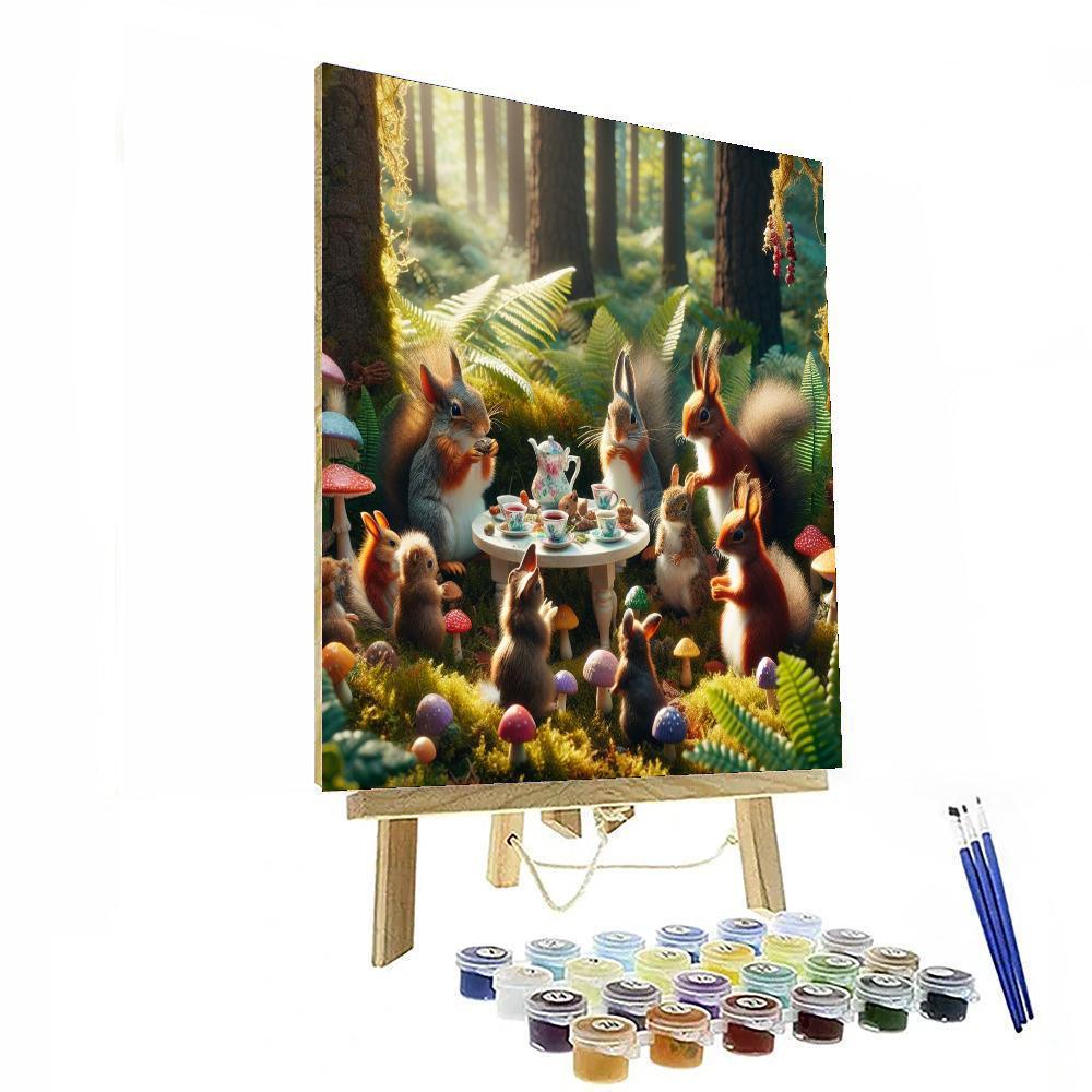Charming Woodland Creatures' Tea Party Painting By Numbers Kit