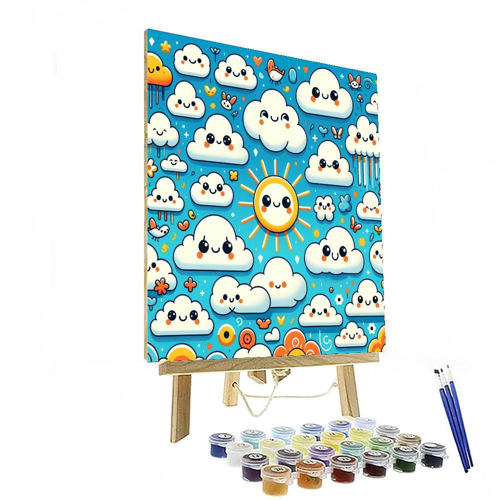 Cute Cloud Creatures Painting Number Kit