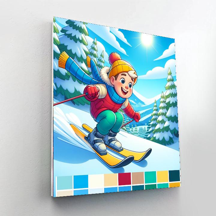 Winter Ski Adventure Paint By Numbers Art