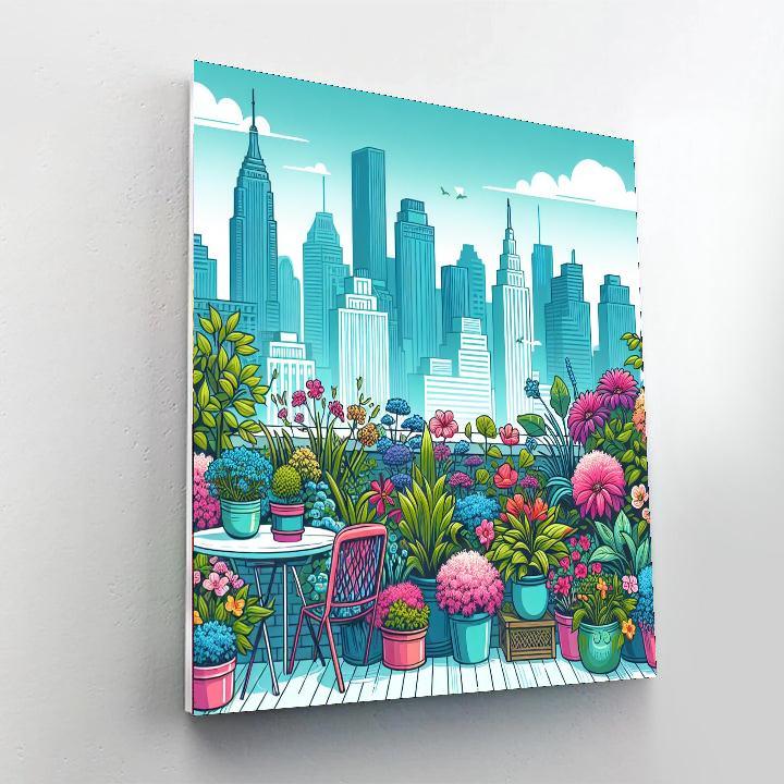 Charming Rooftop Garden Paint By Numbers Art