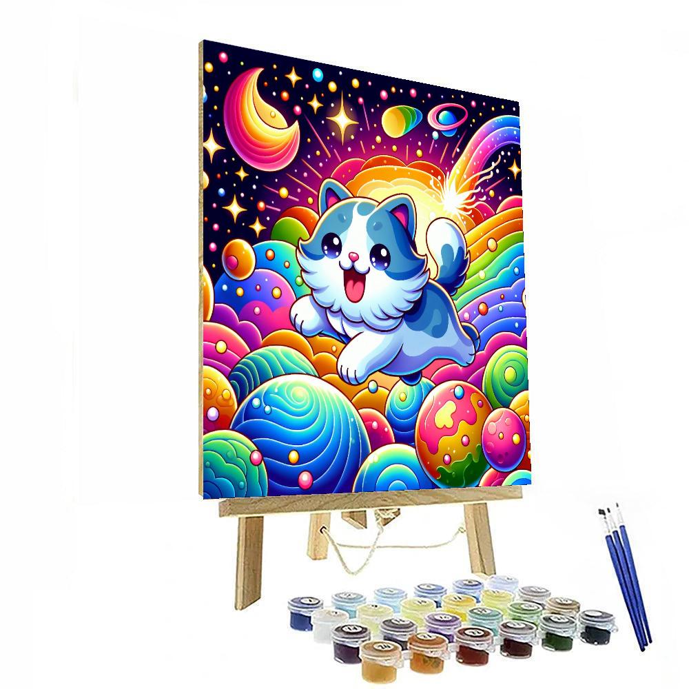 Cosmic Kitten's Space Chase Paint By Numbers