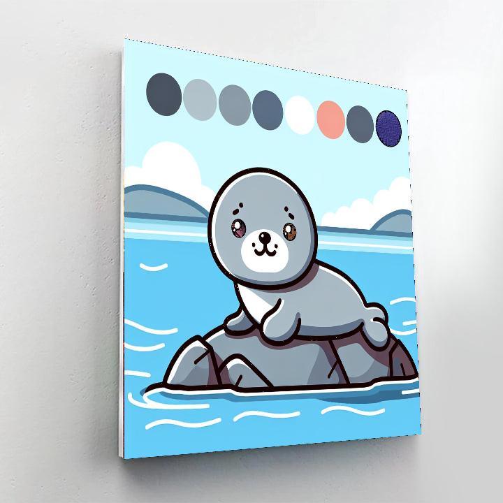 Adorable Baby Seal Painting By Numbers Kit