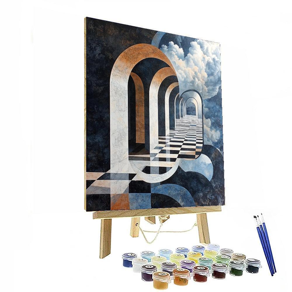 M.C. Escher Inspired Paradoxical Perspectives  Painting Number Kit