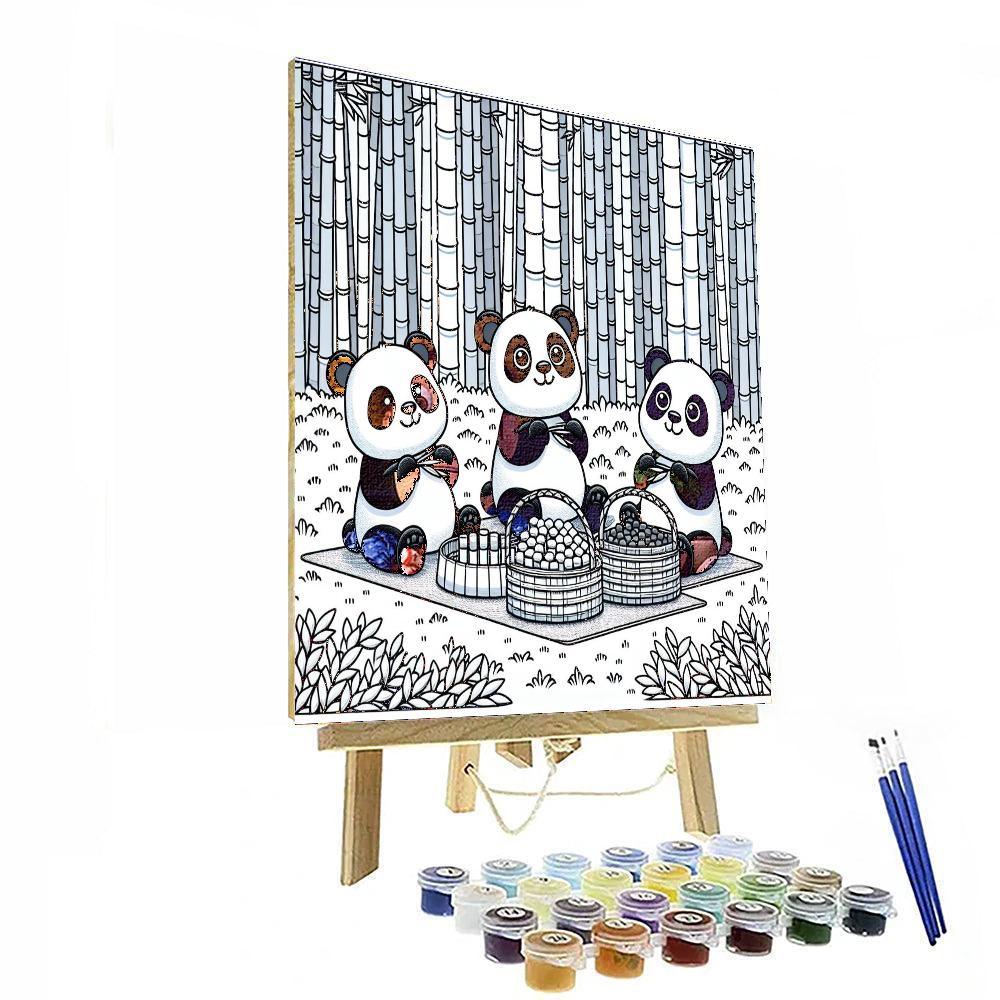 Panda's Bamboo Picnic Paint By Color
