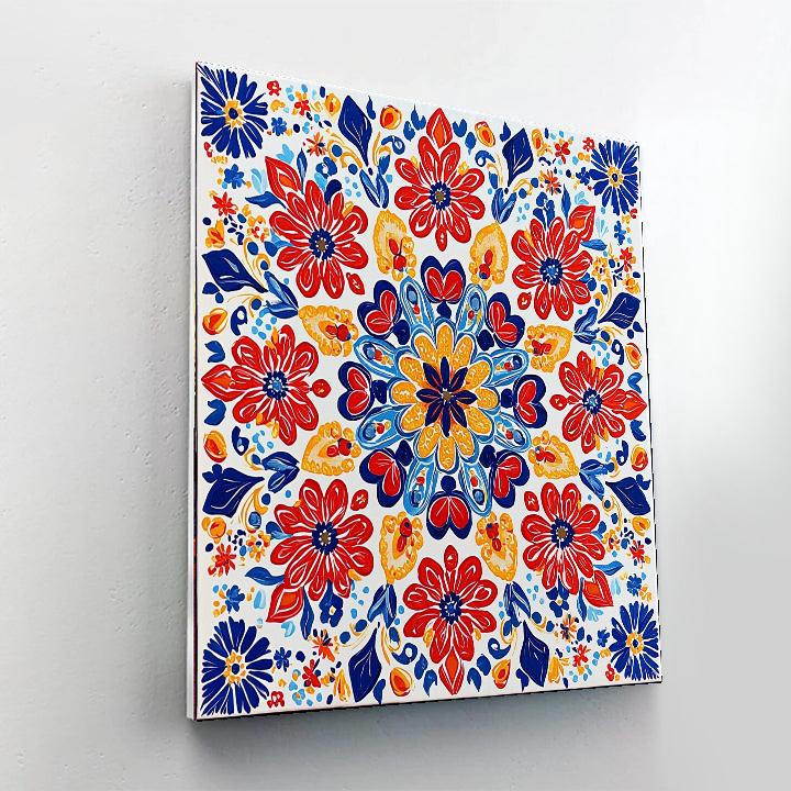 Traditional Indian Artists Inspired Vibrant Flower Mandala  Paint By Numbers